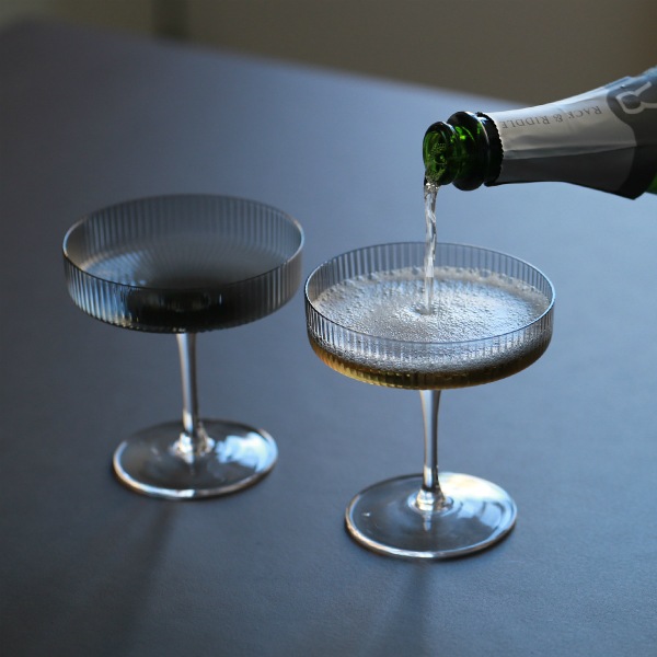 【受注発注】ferm LIVING (ファームリビング) Ripple Champagne Saucers (リップル シャンパングラス) 2個セット クリア/スモークグレー/フロスト 北欧/インテリア/日本正規代理店品