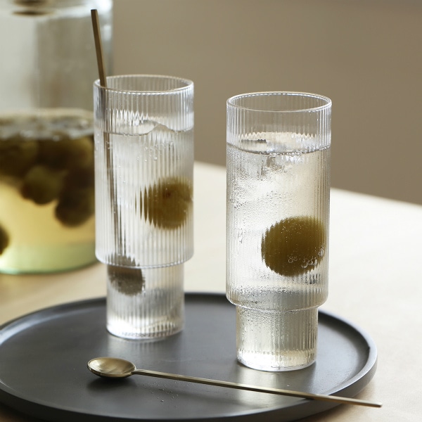 【国内在庫あり】ferm LIVING (ファームリビング) Ripple Long Drink Glasses (リップル ロンググラス) 4個セット クリア/スモークグレー/フロスト 北欧/インテリア/日本正規代理店品