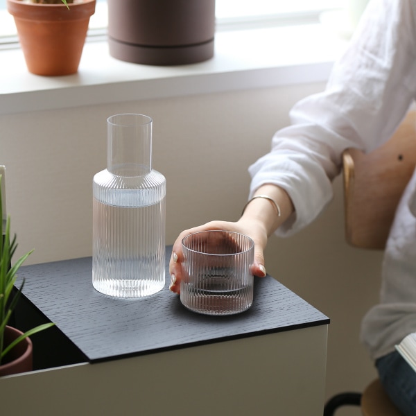 【グレー、フロスト：国内在庫あり】ferm LIVING (ファームリビング) Ripple Carafe Set (リップル カラフェセット)  クリア/スモークグレー/フロスト 北欧/ガラス食器/日本正規代理店品