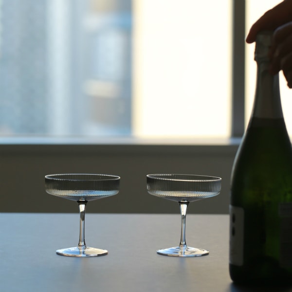 【受注発注】ferm LIVING (ファームリビング) Ripple Champagne Saucers (リップル シャンパングラス) 2個セット クリア/スモークグレー/フロスト 北欧/インテリア/日本正規代理店品