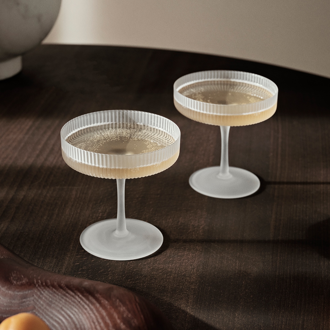 【受注発注】ferm LIVING (ファームリビング) Ripple Champagne Saucers (リップル シャンパングラス) 2個セット クリア/スモークグレー/フロスト 北欧/インテリア/日本正規代理店品