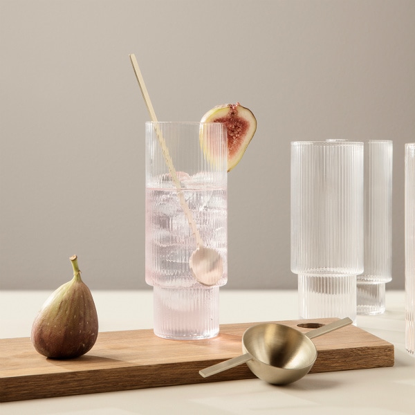 【国内在庫あり】ferm LIVING (ファームリビング) Ripple Long Drink Glasses (リップル ロンググラス) 4個セット クリア/スモークグレー/フロスト 北欧/インテリア/日本正規代理店品