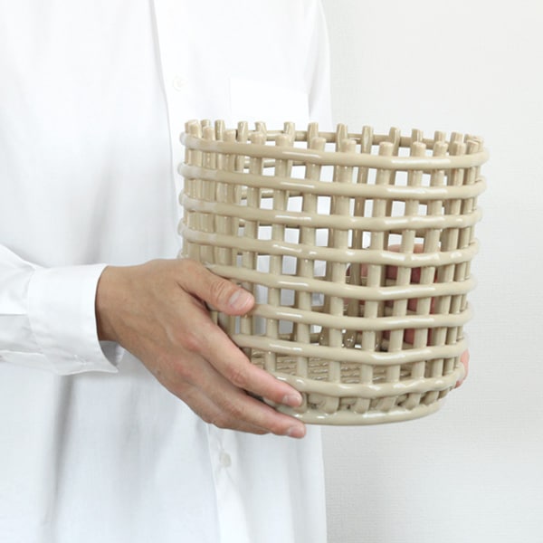 【国内在庫あり】ferm LIVING (ファームリビング) Ceramic Basket (セラミックバスケット) Large オフホワイト/カシミア/エメラルドグリーン 北欧/ポット/鉢カバー/かご/小物収納/インテリア/日本正規代理店品