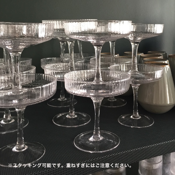 【受注発注】ferm LIVING (ファームリビング) Ripple Champagne Saucers (リップル シャンパングラス) 2個セット クリア/スモークグレー/フロスト 北欧/インテリア/日本正規代理店品