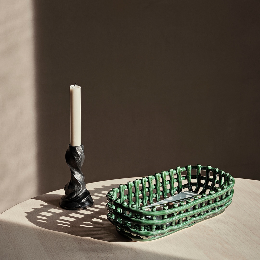 【受注発注】ferm LIVING (ファームリビング) Ceramic Basket (セラミックバスケット) Oval オフホワイト/カシミア/エメラルドグリーン 北欧/ツールボックス/かご/小物収納/インテリア/日本正規代理店品 