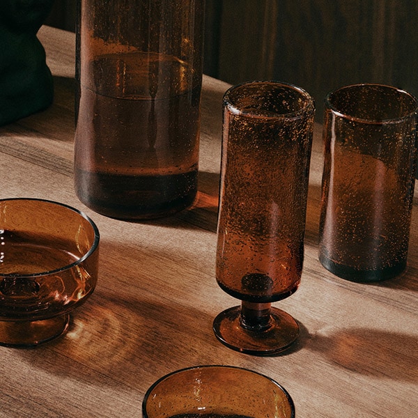 【国内在庫あり】ferm LIVING (ファームリビング) Oli Champagne Flute (オリ シャンパンフルート) アンバー/リサイクルクリア 北欧/食器/ガラス/日本正規代理店