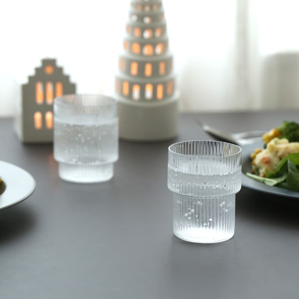 【受注発注】ferm LIVING (ファームリビング) Ripple Glasses (リップル グラス) 4個セット クリア/スモークグレー/フロスト 北欧/インテリア/日本正規代理店品