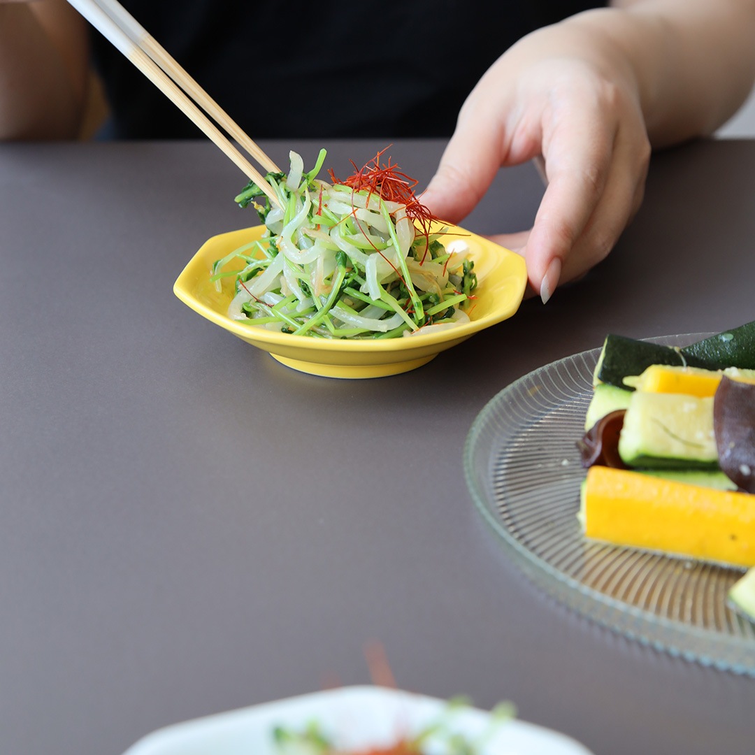 小田陶器 町中華 小皿 白/山吹/藍