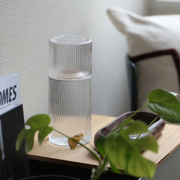 【グレー、フロスト：国内在庫あり】ferm LIVING (ファームリビング) Ripple Carafe Set (リップル カラフェセット)  クリア/スモークグレー/フロスト 北欧/ガラス食器/日本正規代理店品