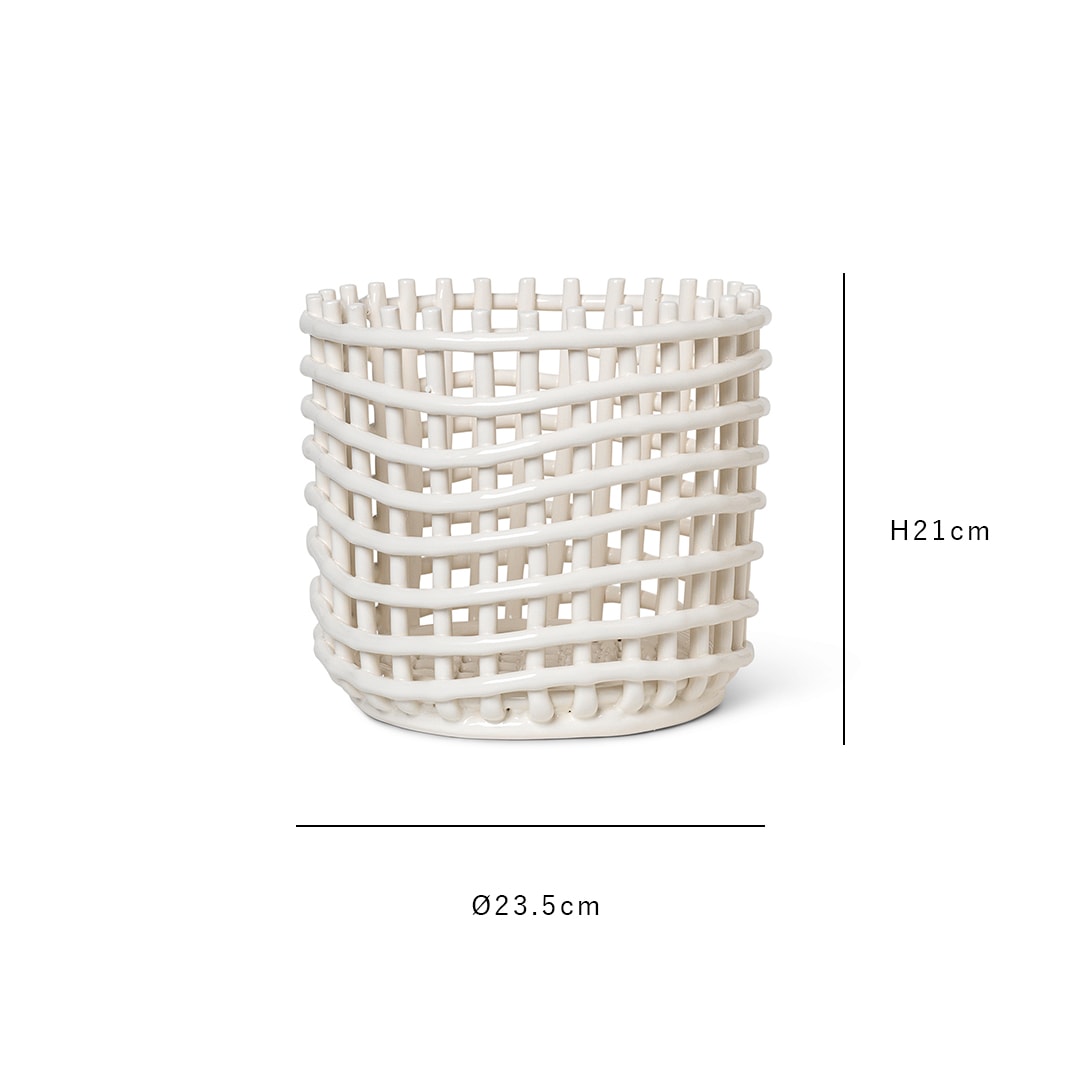 【国内在庫あり】ferm LIVING (ファームリビング) Ceramic Basket (セラミックバスケット) Large オフホワイト/カシミア/エメラルドグリーン 北欧/ポット/鉢カバー/かご/小物収納/インテリア/日本正規代理店品