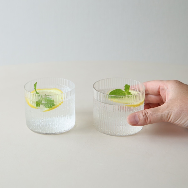 【国内在庫あり】ferm LIVING (ファームリビング) Ripple Low Glasses (リップルローグラス) 4個セット クリア/スモークグレー/フロスト 北欧/インテリア/日本正規代理店品